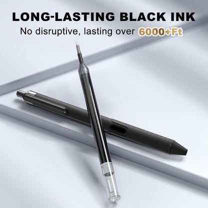 Gel Pens 0.7mm - 12 Pack Smooth Quick-Drying Retractable Black Ink for Journaling