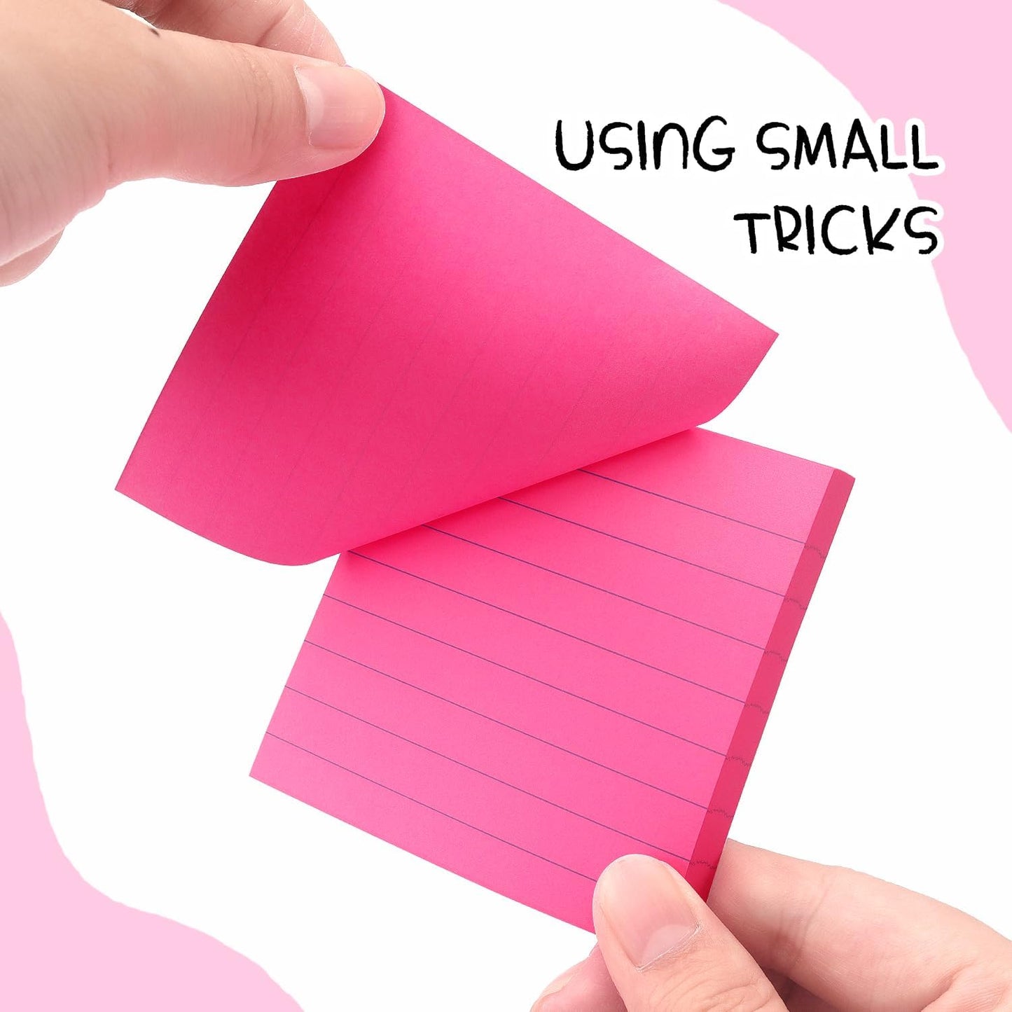 Lined Sticky Notes 3x3 Sticky Notes with Lines Self-Stick Notes Bright Color 4 Pads 90 Sheets/Pad (Pastel)