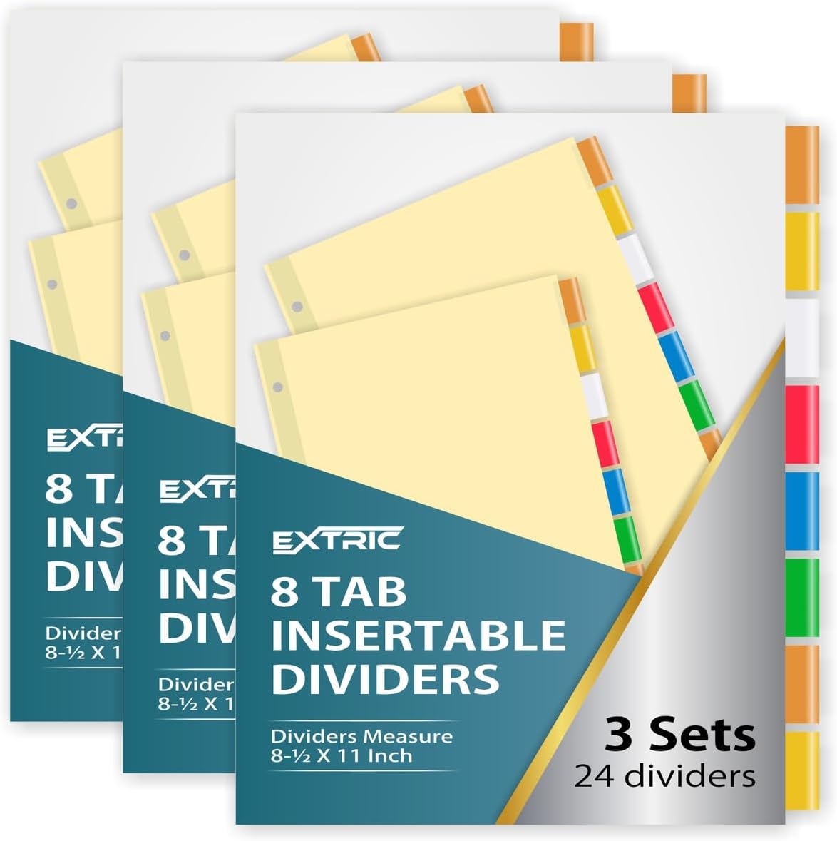 5-Tab Binder Dividers for 3 Ring Binder, Insertable Clear Big Tabs, Letter Size Paper Divider, 8.5 x 11 inch, 6 Sets (30 Dividers Total)