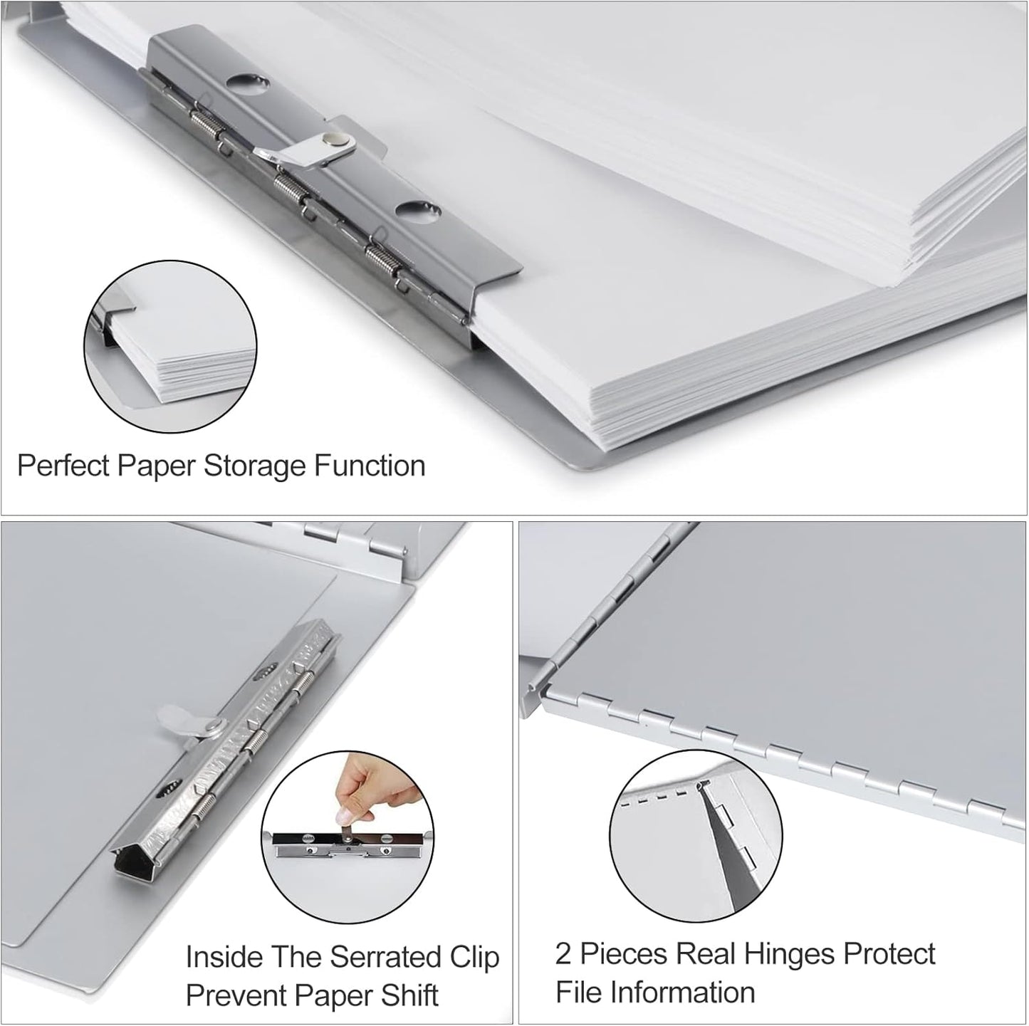 Sunnyclip Aluminum Clipboard with Storage (Letter Size), Metal Recycle Form Holder Portfolio Binder with Clip Inside Posse Box, for Office Business Medical Professionals Stationer