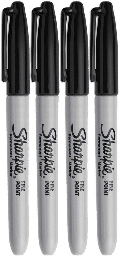 Sharpie Permanent Markers, Fine Point, Black Ink (4-Pack)