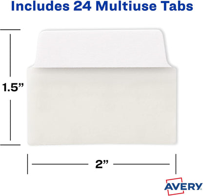Avery Multiuse Ultra Tabs, 2" x 1.5", 2-Side Writable, Assorted Pastel Dots, 24 Repositionable Tabs (74773)