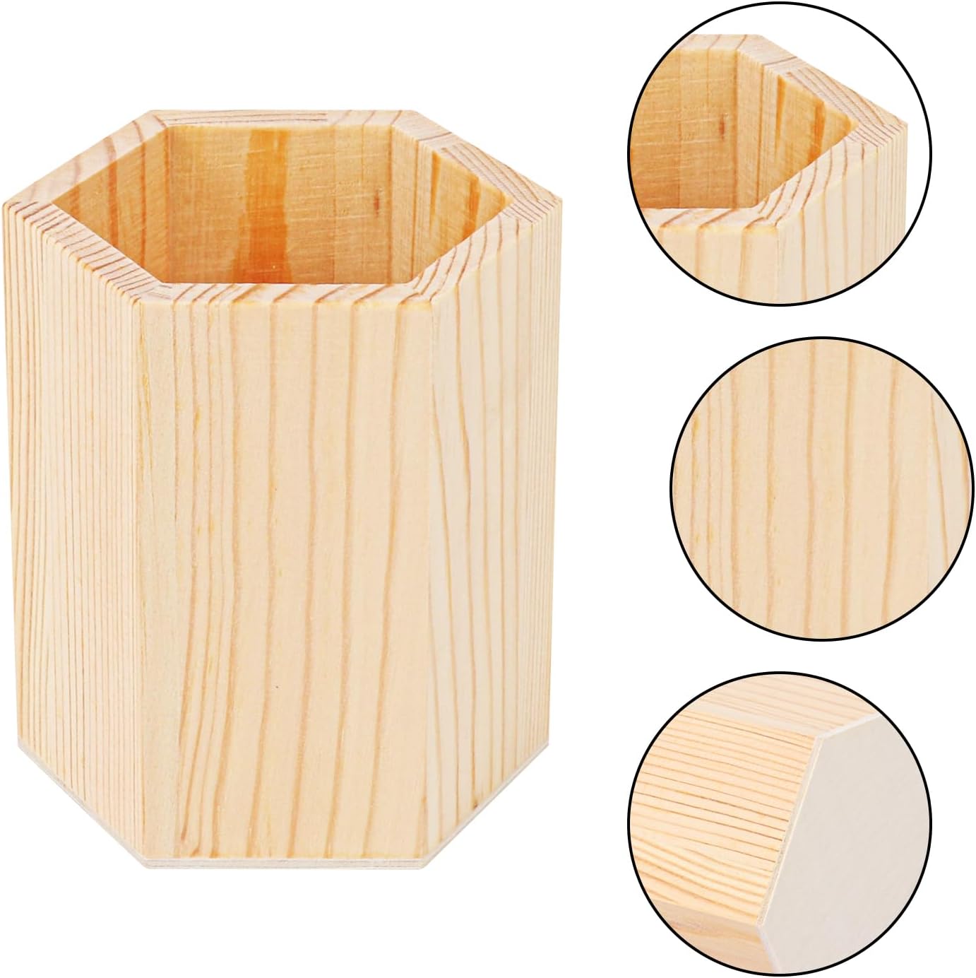 18 Pack Round Unfinished Wooden Pencil Holder, 3 x 3 x 4 Inch Wood Pencil Cup Holder, Wood Crafts Pencil Cup for Desk, Office, DIY Project