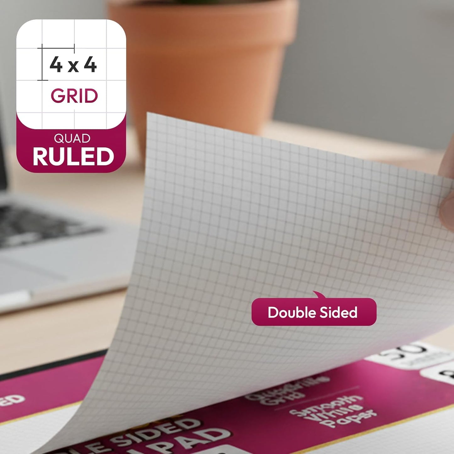 CADMUSPRO Graph Paper Pads 8.5x11 inch, 50 Sheets, Double-Sided, 80 GSM Quadrille Grid Math Notebook for students, Engineering Pad & Blueprint Drafting Paper, Architecture Sketch