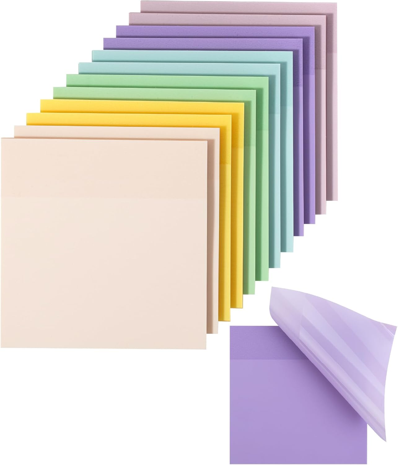 Mr. Pen- Transparent Sticky Notes, 3" x 3", 12 Pads, 600 Sheets, See Through Self-Adhesive Notes for Bible Journaling and Studying, Water-Resistant, Easy to Peel, Clean Removal