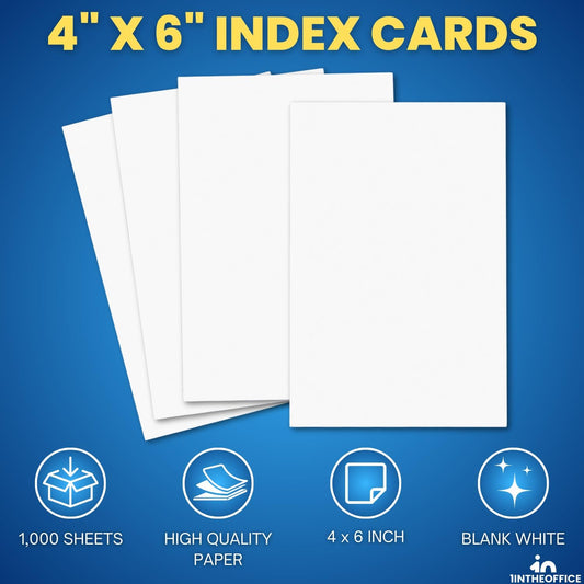 1InTheOffice White Memo Loose Sheets 4x6, Unruled, Plain White, 1000/Pack