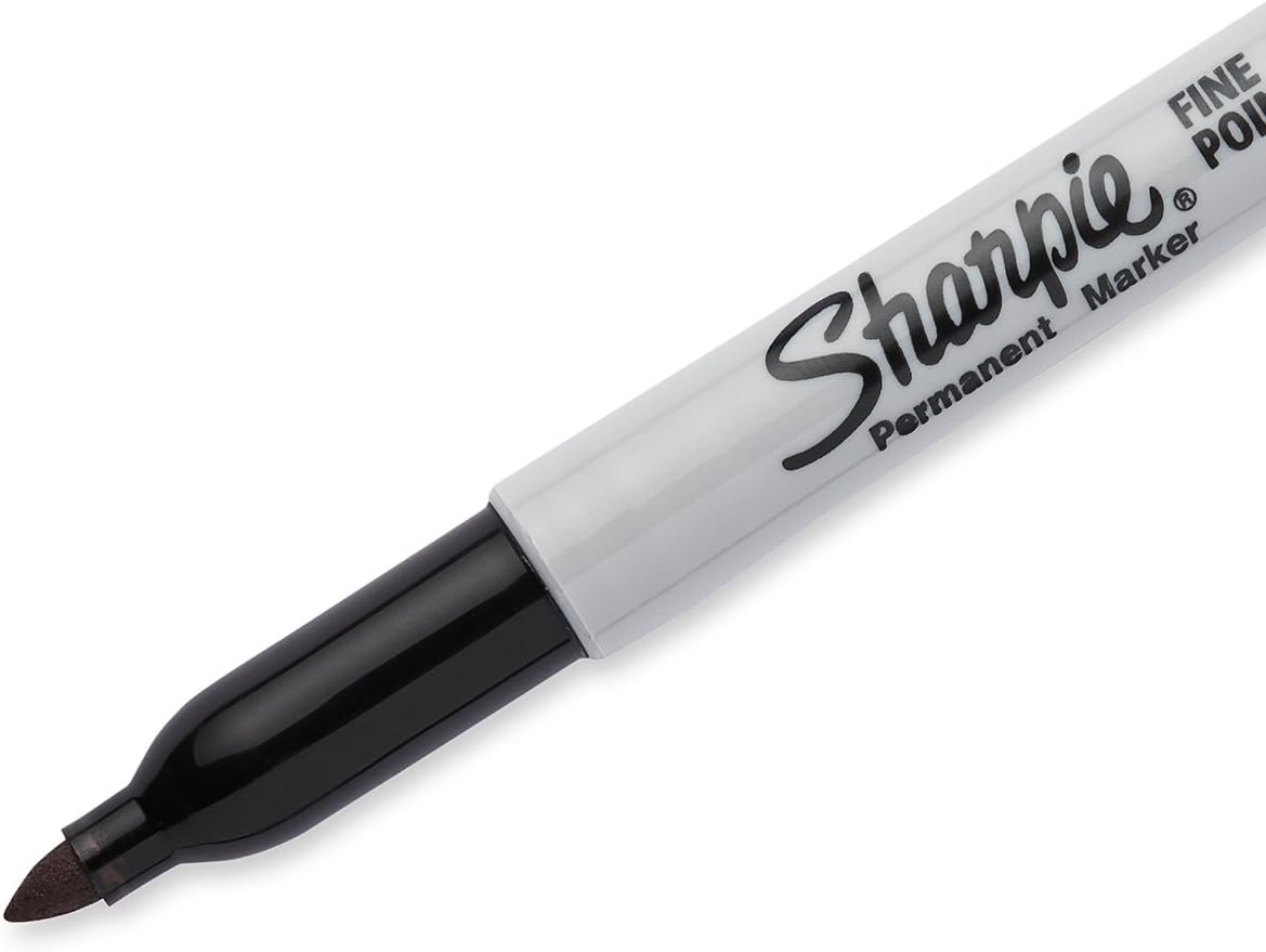 Sharpie Permanent Markers, Fine Point, Black, 12 Count