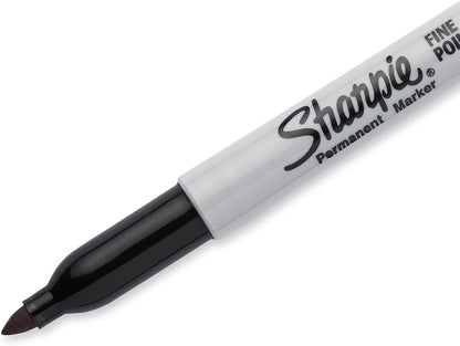 Sharpie Permanent Markers, Fine Point, Black, 12 Count