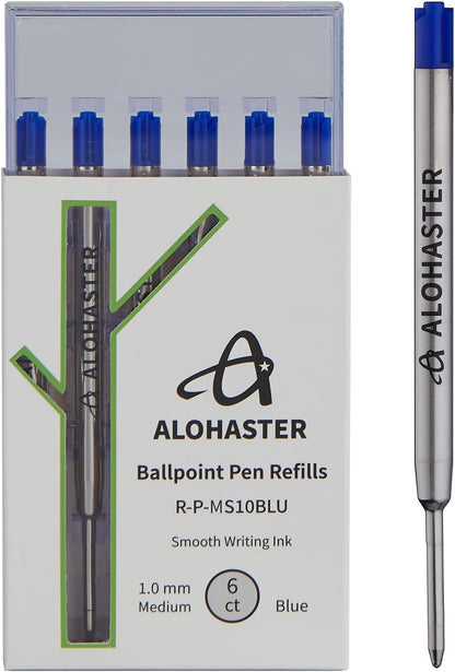 Alohaster Refills, for Parker Ballpoint Pens, Smooth Writing Ink, 1.0 mm, Blue, 6 Count