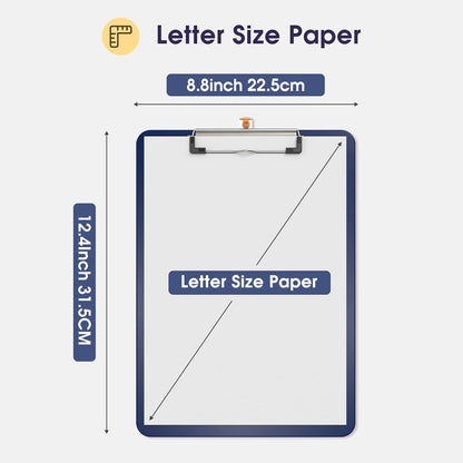 Plastic Clipboards 2 Pack, A4 Black Clip Board 8.5x11 for Classroom, Students, Kid, Woman, Size 9" x 12.5" with Low Profile Clip, Office & School Supply