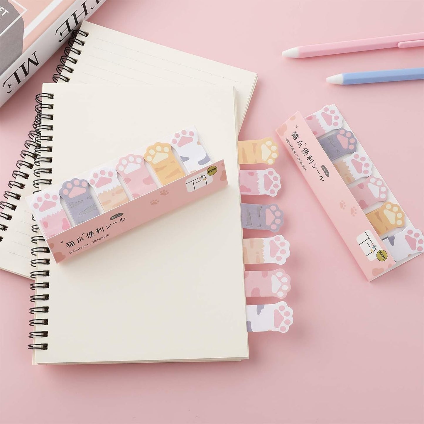 cobee 360Sheets Cute Animals Sticker Bookmarks, 3 Packs Cat Paw Memo Pad Sticky Notes Self Adhesive Tab Notes Page Markers Flags Index Bookmark Marker Pad for Office School