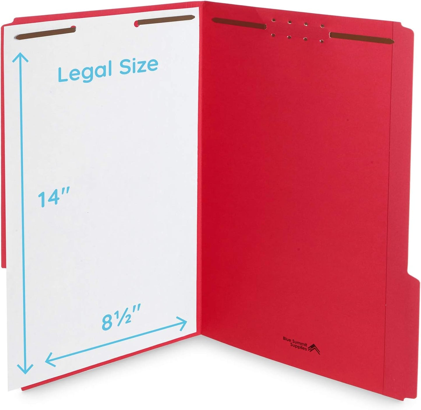 Blue Summit Supplies Blue File Folders with Fasteners, File Folders Legal Size, 1/3 Cut Reinforced Tabs, Durable 2 Prongs, Designed to Organize Standard Medical or Law Files, 50 Pack