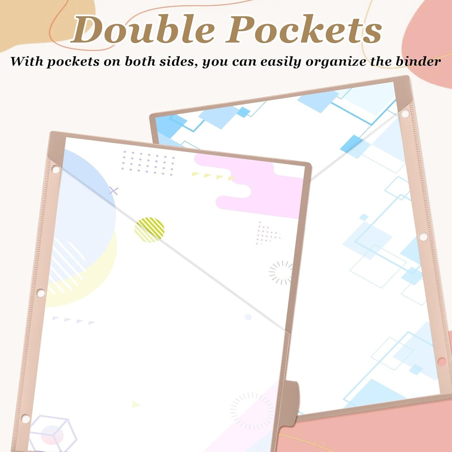 Epakh 12 Pcs Binder Dividers for 3 Rings Binders Index Dividers with Two Clear Pockets Plastics Sheets Protectors with Tab Labels for School Office Organization (Morandi)
