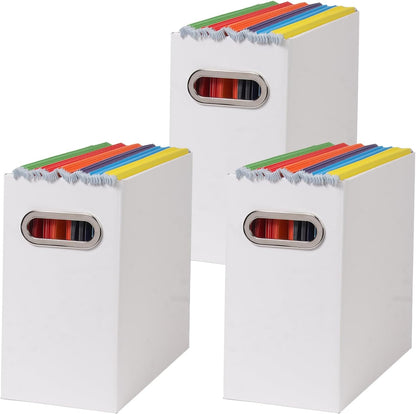 Collapsible File Organizer Box with Handle, Filing Organizer for Home or Office, Small Portable File Box(1 Pack, White)