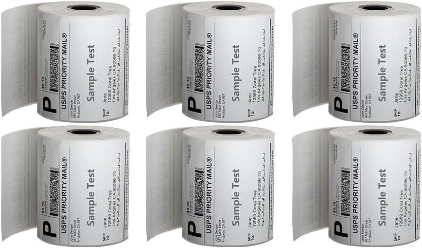 MFLABEL 4x6 Thermal Shipping Labels - 2 Rolls of 250, Perforated & Smudge-Proof Direct Thermal Labels Compatible with Rollo, Zebra, for Amazon UPS FedEx Shopify