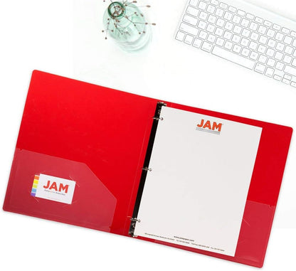 JAM PAPER Plastic 0.75 inch Binder - Clear 3 Ring Binder - Sold Individually