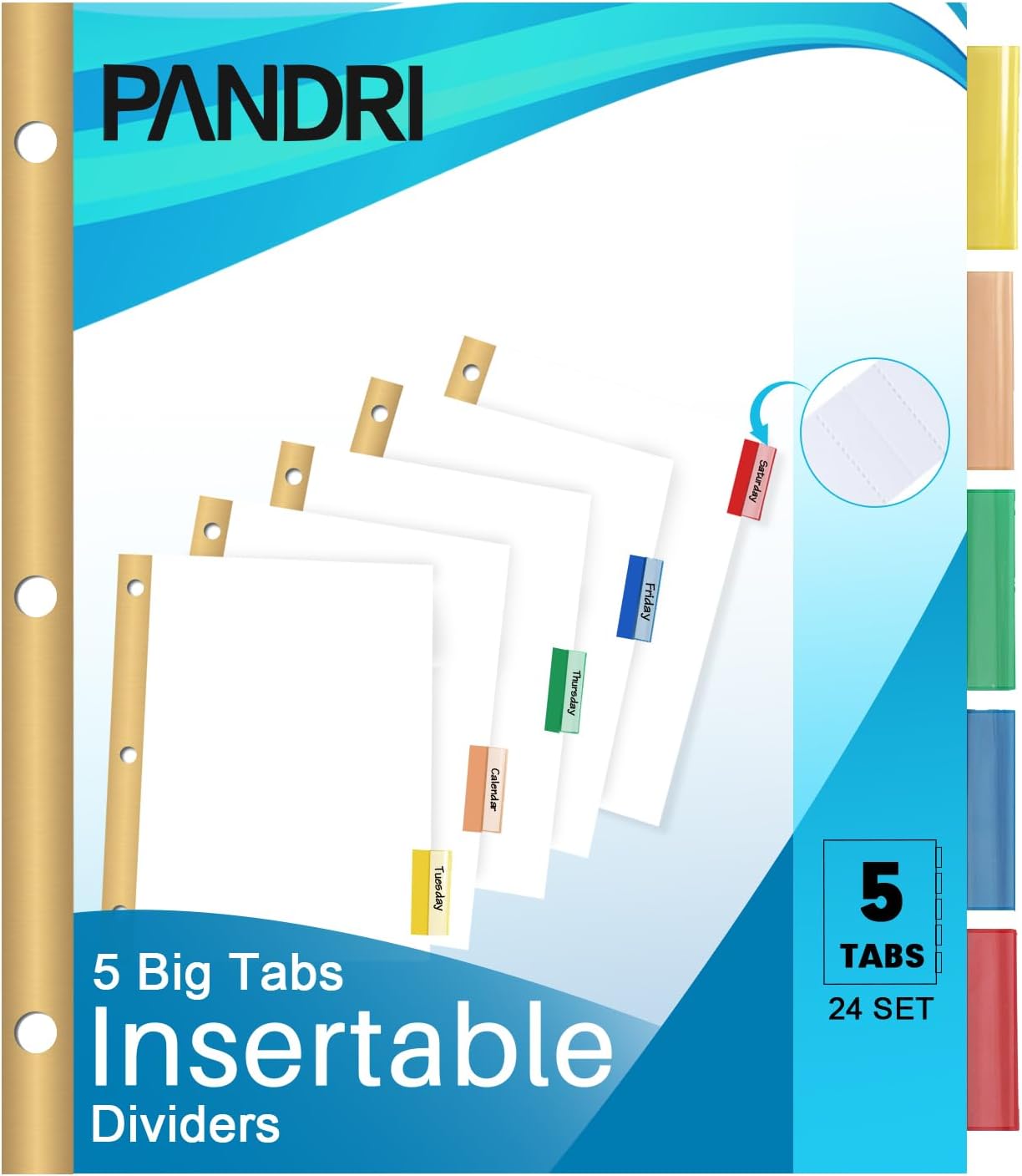 Binder Divider, PANDRI 120 Pack Binder Index White Dividers with 5 Tabs, Letter Size Paper Binder Divider for School Office Home Business