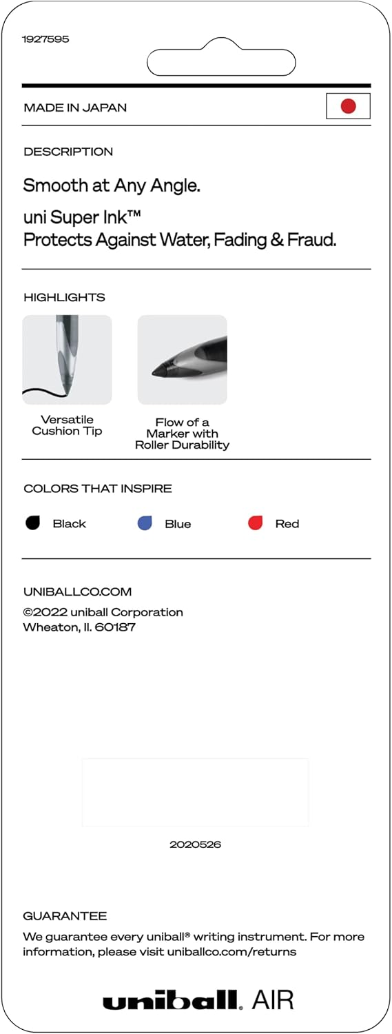 Uni-ball 1927595 Air Rollerball Pen .7 mm Assorted Ink 3/Pack