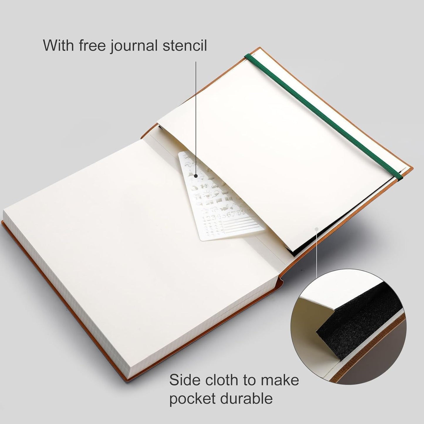AHGXG Graph Paper Notebook - Grid Paper Notebook Large A4 8.5''×11'', 320 Pages Thick Journal, 100gsm Thick Graph Paper, Leather Softcover, Inner Pocket - Black