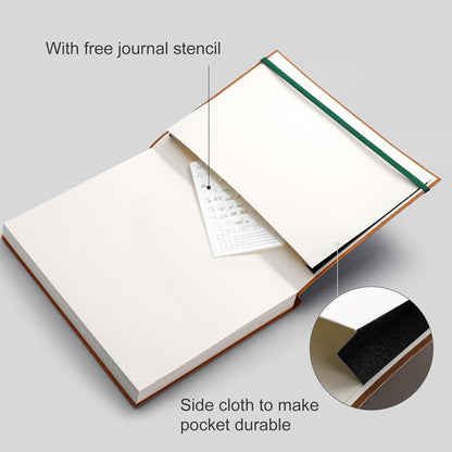 AHGXG Graph Paper Notebook - Grid Paper Notebook Large A4 8.5''×11'', 320 Pages Thick Journal, 100gsm Thick Graph Paper, Leather Softcover, Inner Pocket - Black
