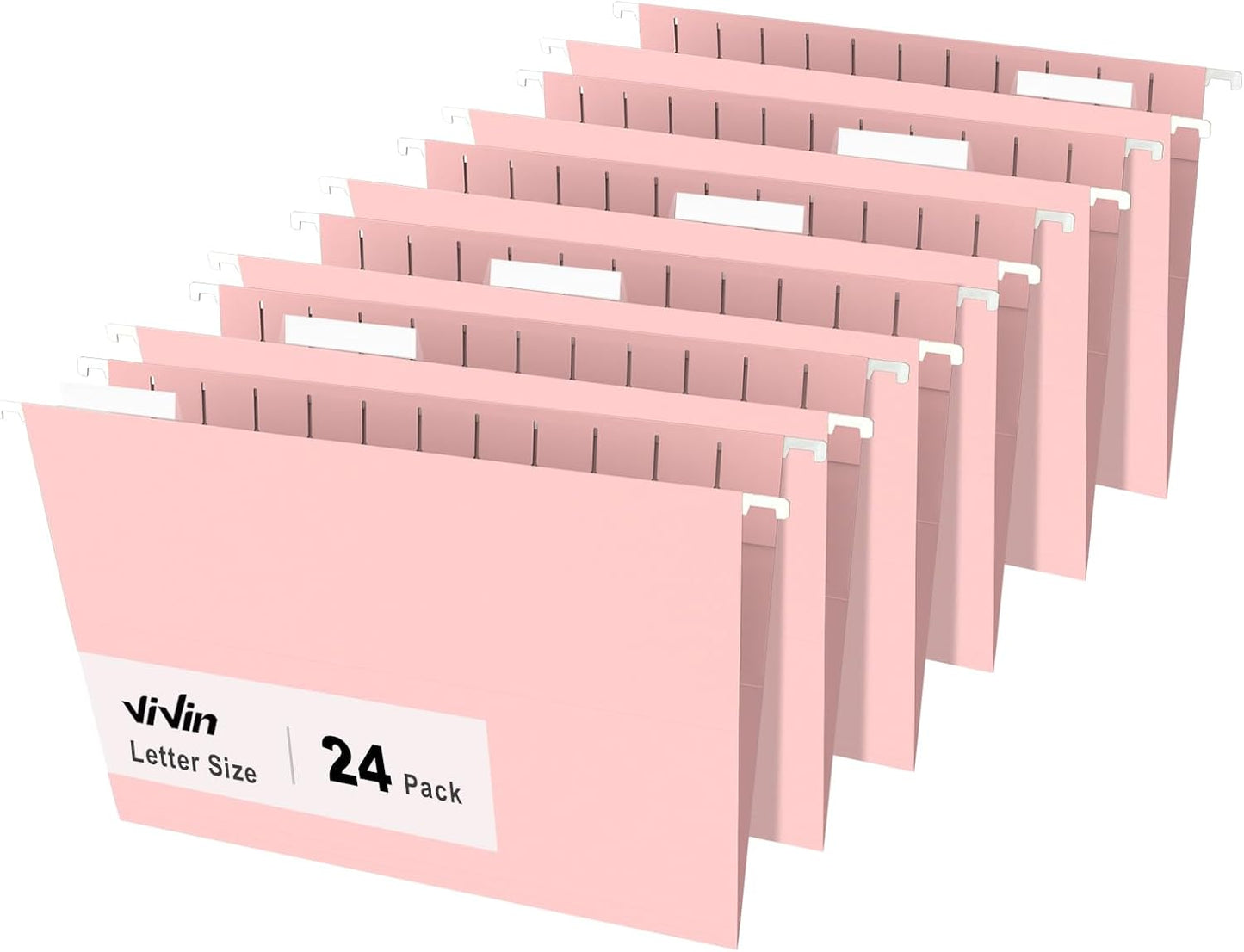 ViVin Hanging File Folders, 1/5-Cut Adjustable Tabs with 24 Per Box, 24 Pack Letter Size Hanging File Folders, Designed for Office Home School Filing Cabinet(Assorted)