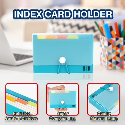 H4D 3x5 Index Card Case with 100 Heavyweight Ruled Index Cards and Dividers, Black