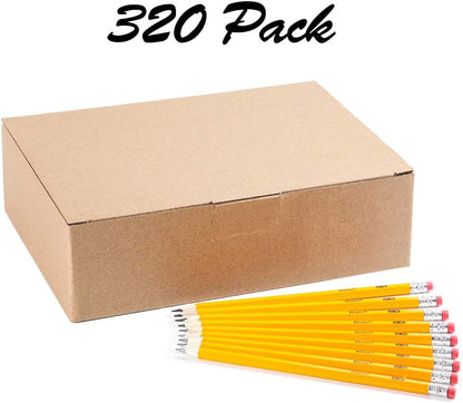 Madisi Wood-Cased #2 HB Pencils, Yellow, Pre-sharpened, Bulk Pack, 320 pencils