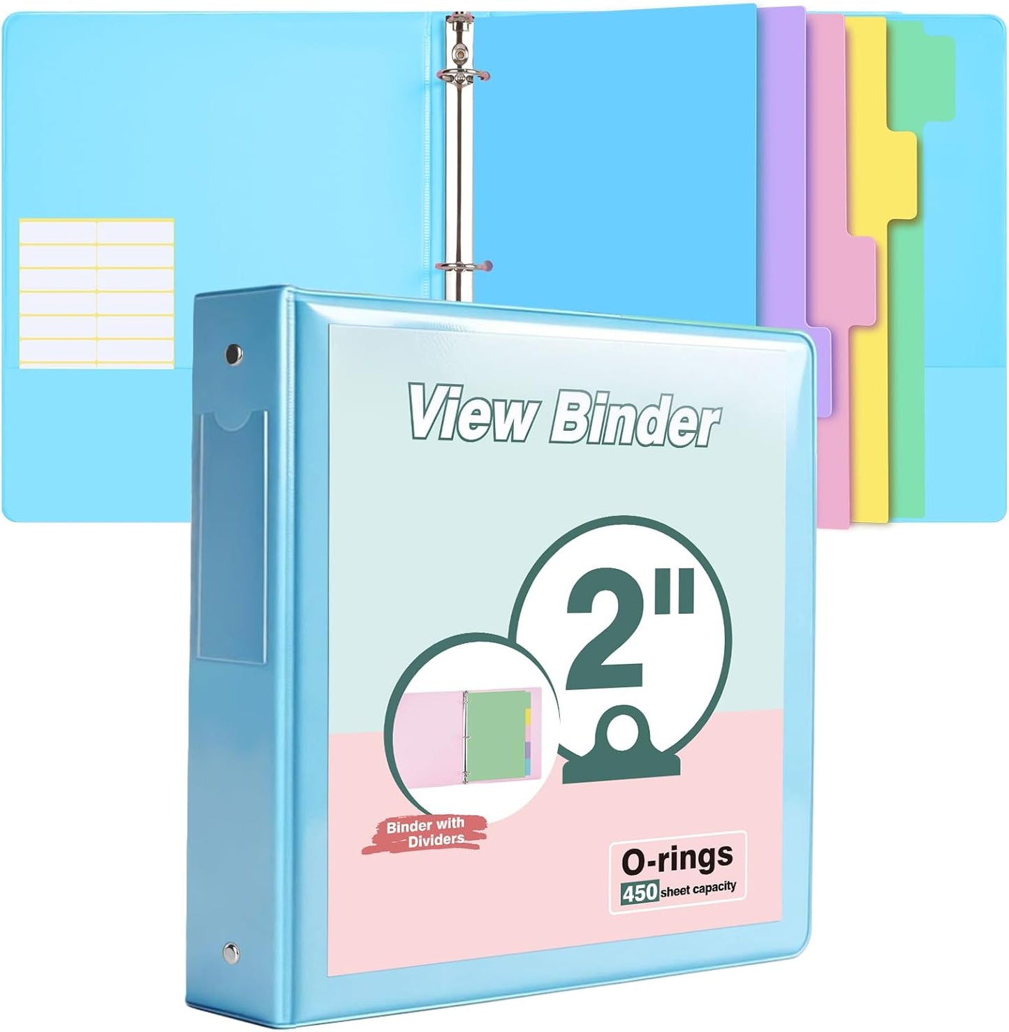 3 Ring Binder 1.5 inch，Cute Binder Organizer with 5 Tab Dividers Fits 175 Sheets of 8.5x11 Paper,Customizable Clear Cover with Inside Pockets,Aesthetic 1.5" Three Ring Binders for School Office,Purple