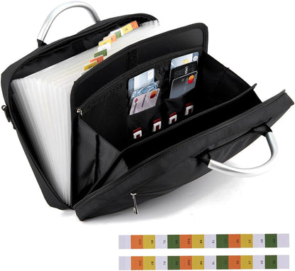 KaAutoler Accordian File Organizer with Handle,Folder with Zipper & Labels,12 Pocket Expanding File Folder