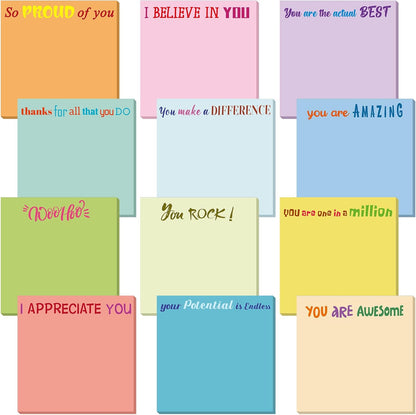 Yinder 48 Pcs Inspirational Sticky Notes Cute Motivational Sticky Notes Pad End of Year Employee Appreciation Gifts Bulk for Teacher Nurse Coworkers Office Supplies 3 x 3'' (Thank You,Dark Color)