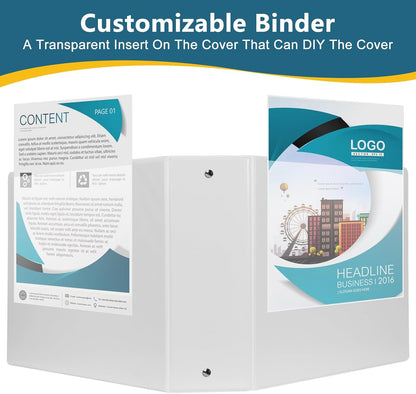 CIXILDTS 0.5-inch Round Ring Binder, Durable 1/2" 3 Ring Binder Fit Letter Size Paper, Presentation View Binders, White,12-Pack