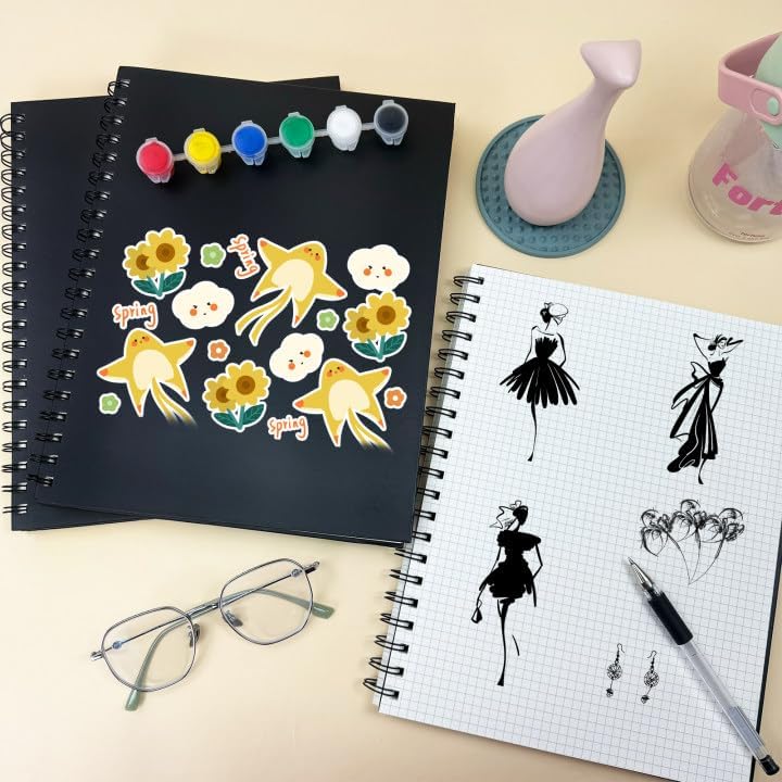Lined Spiral Notebook A4 Large Black Journal 8.5" x 11"-4 Pack 7mm College Ruled Hardcover Notebooks 160 Pages 100GSM Thick Paper for Note Taking School Office Supplies