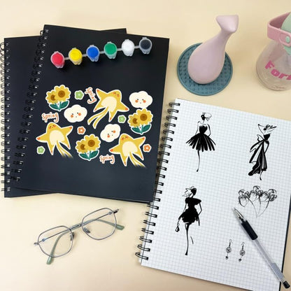 Lined Spiral Notebook A4 Large Black Journal 8.5" x 11"-4 Pack 7mm College Ruled Hardcover Notebooks 160 Pages 100GSM Thick Paper for Note Taking School Office Supplies