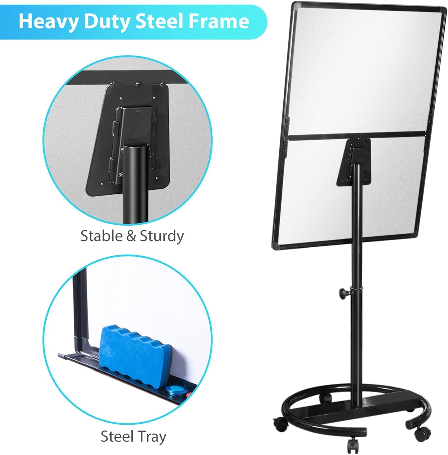 maxtek Mobile Dry Erase Board – 40x28 inches Magnetic Portable Whiteboard Stand Easel White Board Flipchart Easel Board with 25 Sheets Paper Pad for School Supplies