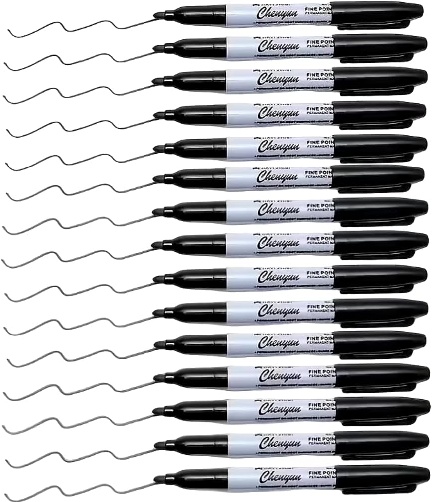 Permanent Markers, Fine Tip, 1.0mm, Quick Drying, Waterproof, for Glass, Tiles, Cloth, and General Surfaces, 50 Count (12)