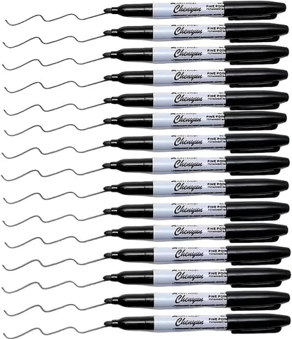Permanent Markers, Fine Tip, 1.0mm, Quick Drying, Waterproof, for Glass, Tiles, Cloth, and General Surfaces, 50 Count (12)
