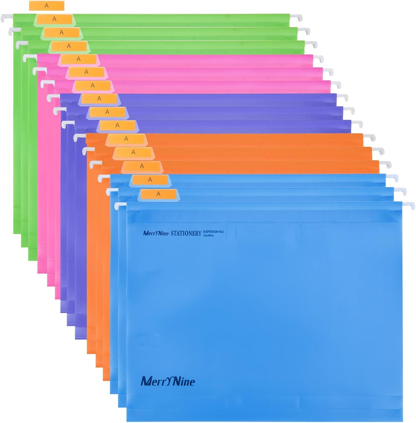 Merrynine Hanging File Folders Letter Size 15pcs, Polypropylene Filing Cabinet Folders Organizer with 1/5-Cut Tabs and Inserts, File Organizers for Office School Home Hospital, Black