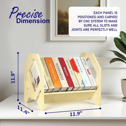 2 Pack Desktop Bookshelf, Stackable Book Organizer with Handle, storage rack for CD/Magazine/File Folder, Portable Small bookshelf for Study, Living room, Kid's room, No Nails, Medium Size