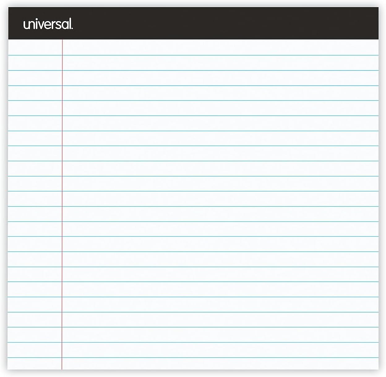 Universal 30630 Premium Ruled Writing Pads, White, 8 1/2 x 11, Legal/Wide, 50 Sheets (Pack of 6 Pads)
