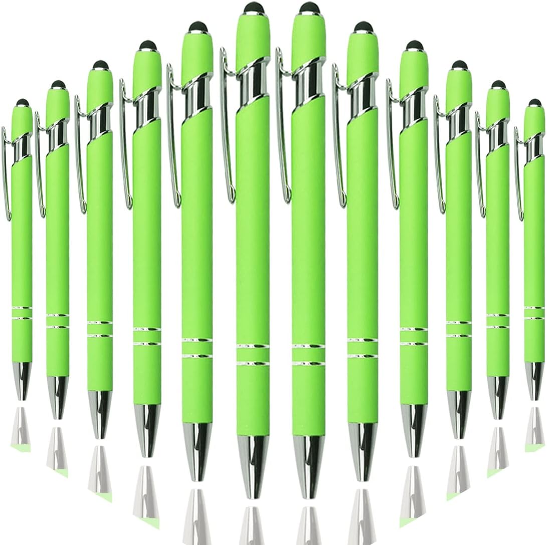 Oddmoal Ballpoint Pen with Stylus Tip, Soft Touch Click Metal Pen, 1.0mm Medium Point, Black Ink, 12 Count(Black)