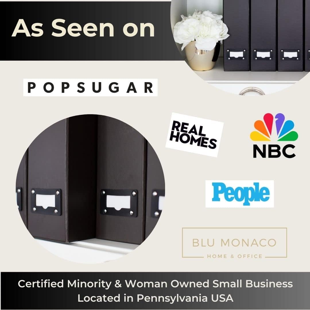 BLU MONACO Foldable Black Magazine File Holder | Set of 6 Cardboard Desk Organizer Boxes | Vertical Magazine File Holder | Standing File Holder | Office Classroom or Home