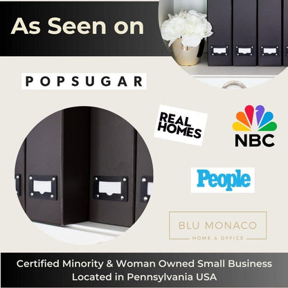 BLU MONACO Foldable Black Magazine File Holder | Set of 6 Cardboard Desk Organizer Boxes | Vertical Magazine File Holder | Standing File Holder | Office Classroom or Home