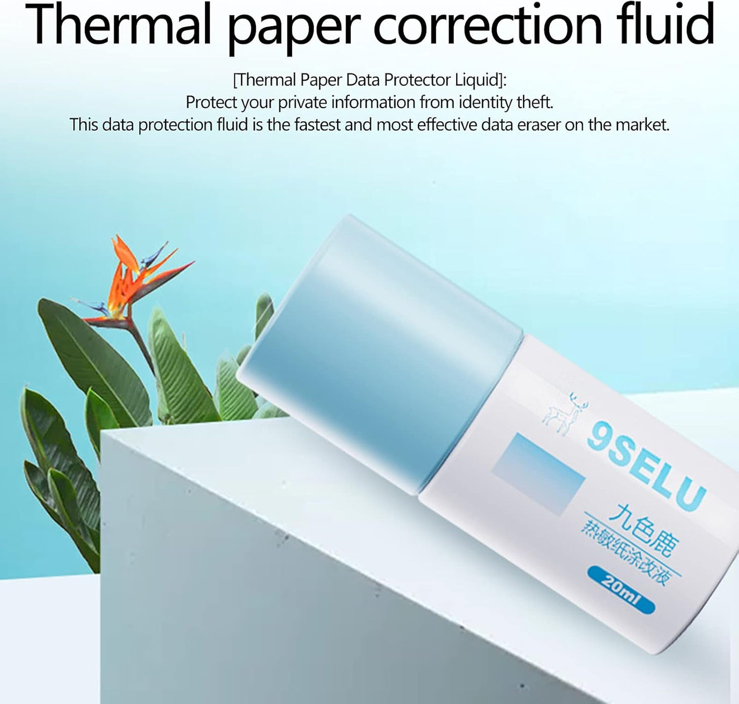 Thermal Paper Data Protection Fluid-Privacy Information Coverage Fluid, Portable Application Glue Stick, Paper Data Glue Stick, Mini Correction Fluid Courier Information Smear Liquid for ID Privacy