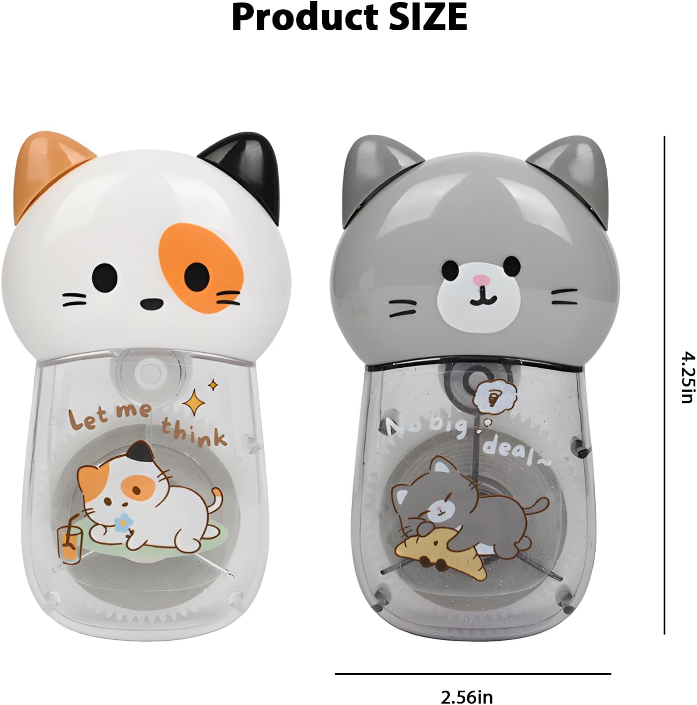 2Pcs Cute Cat White Correction Tape Kawaii Extra-Long Correction Tape – 98ft (30m) Each with Aesthetic Cute Cartoon Cat Applicator for Back To School Office Supplies