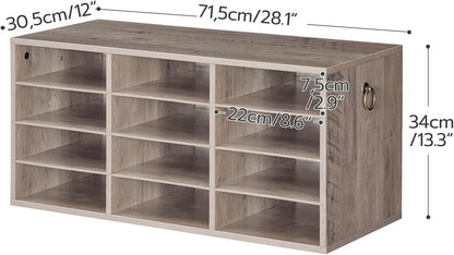 HOOBRO Countertop Mail Sorter Organizer, Wooden Literature Organizer, Student Mailbox for Classroom, Desktop Bill Organizer for Office Home School, 12 Compartments Rustic Brown FG43WF01