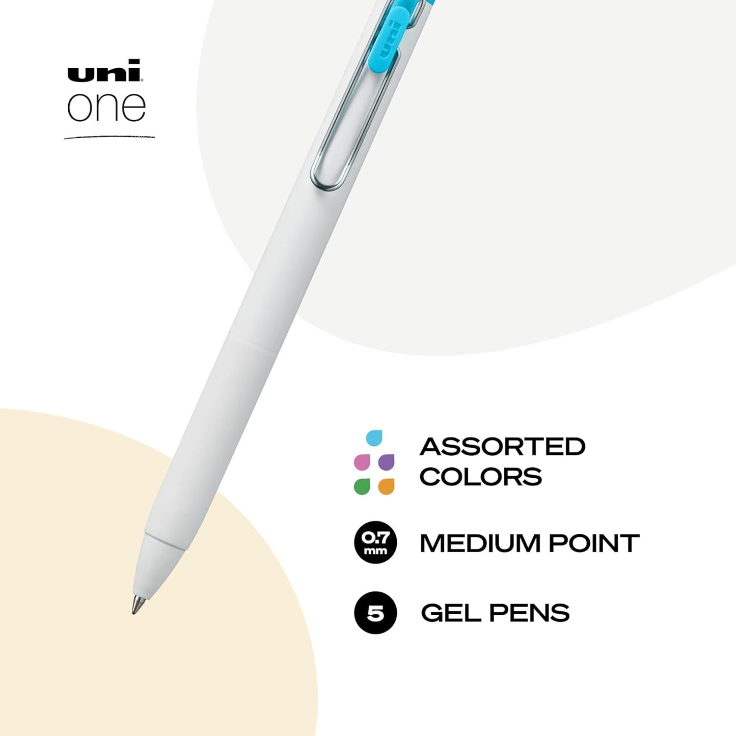 Uni-Ball One Black Retractable Gel Pens 4 Pack with Medium Points, Uni-Ball Click Pens are Fraud Proof and the Best Office, School, and Bible Pens