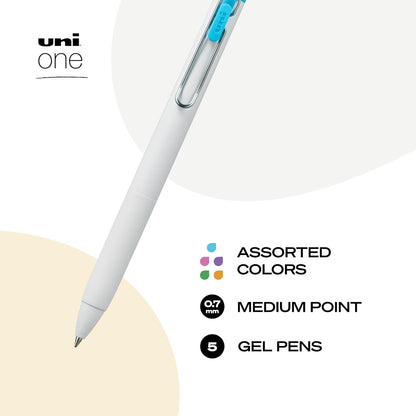 Uni-Ball One Black Retractable Gel Pens 4 Pack with Medium Points, Uni-Ball Click Pens are Fraud Proof and the Best Office, School, and Bible Pens