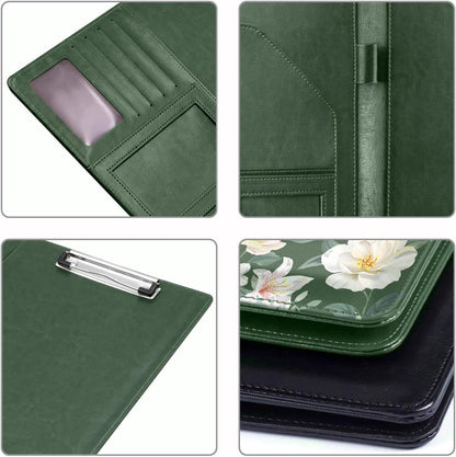 WAVEYU Resume Portfolio Folder, Padfolio Clipboard, Writing Portfolio Leather Clipboard with Cover for Legal Pad Holder Letter Size A4 for Business Conference Notepad Clip Boards, Purple