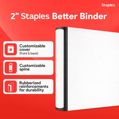 Staples Better Binder 2-Inch D-Ring View Binder, Reinforced Spine, Holds Up to 540 Sheets, Teal, for Office & School