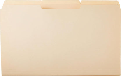 Amazon Basics Sturdy File Folders with Reinforced Tabs for Filing and Organization, 1/3-Cut Tab, Assorted Positions, Letter Size, 8.5x11 inches, Manila, 100-Pack